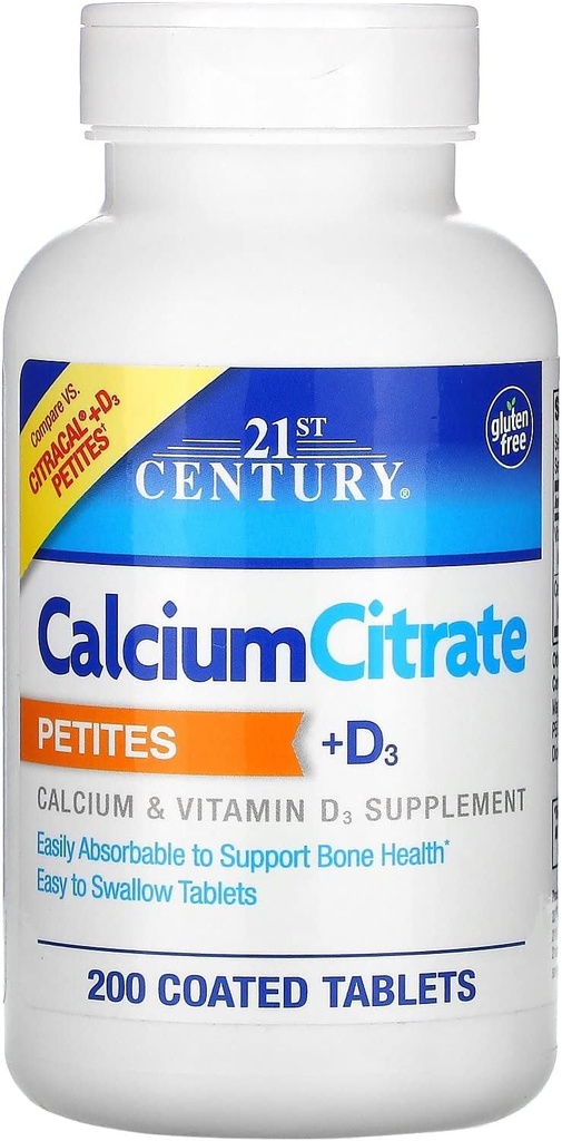 Abad ke-21 Calcium Citrate Petites + D3 tablet berlapis - 200 Tablet, Paket 4