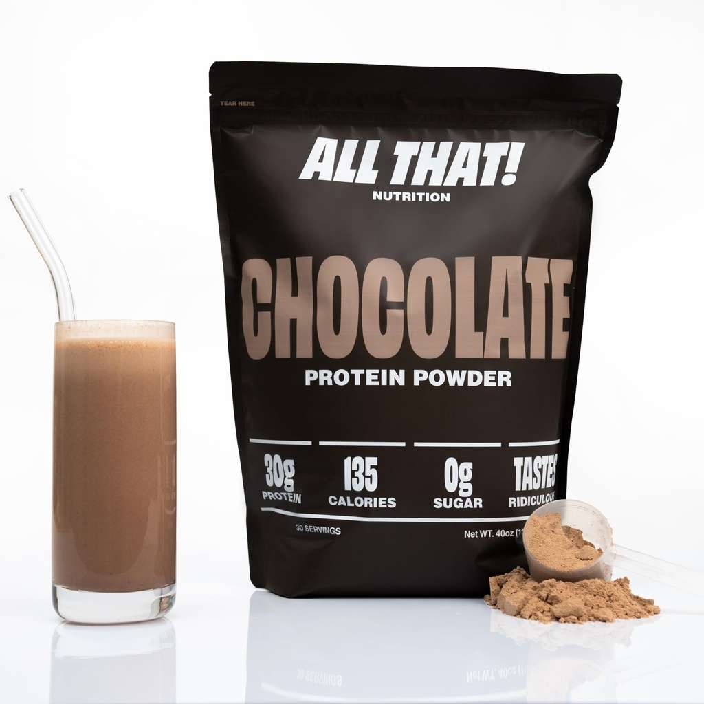 Chocolate Protein Powder, 30G dari Whey Protein, Low Calorie & Fast- Absorbing, 0 Sugar, Soy- Free & Gluten- Free Protein Powder, 30 Serbu, 30