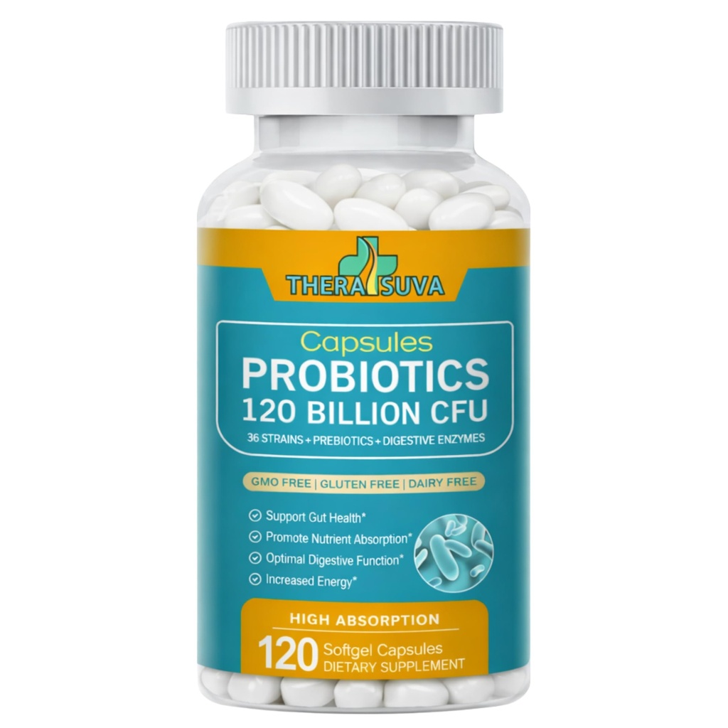 120 Milyar CFUon-36 Strains + Organic Pregities + Natural Whole Food Supplement for Ultimate Gut Health Suftgels - 120 Softgels, 60 Day Suppply