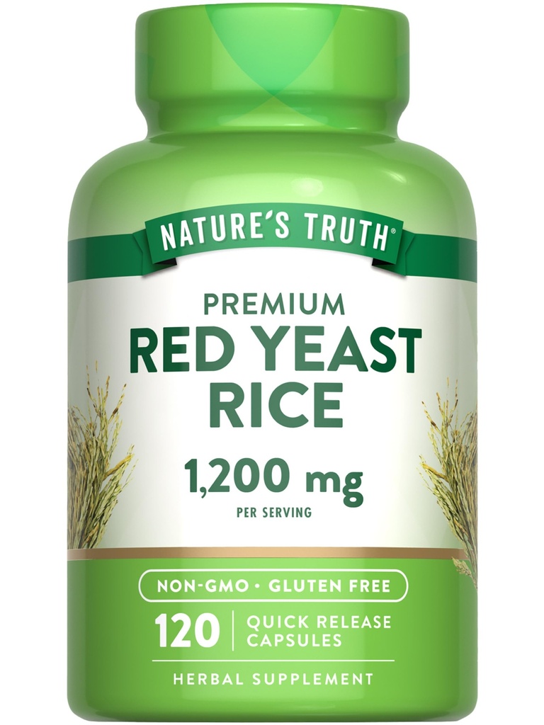 Nature 's Truth Red Yeast Rice Capsules 1200 mg 124; 120 Count 124; Non-GMO & Gluten Free Suplemen