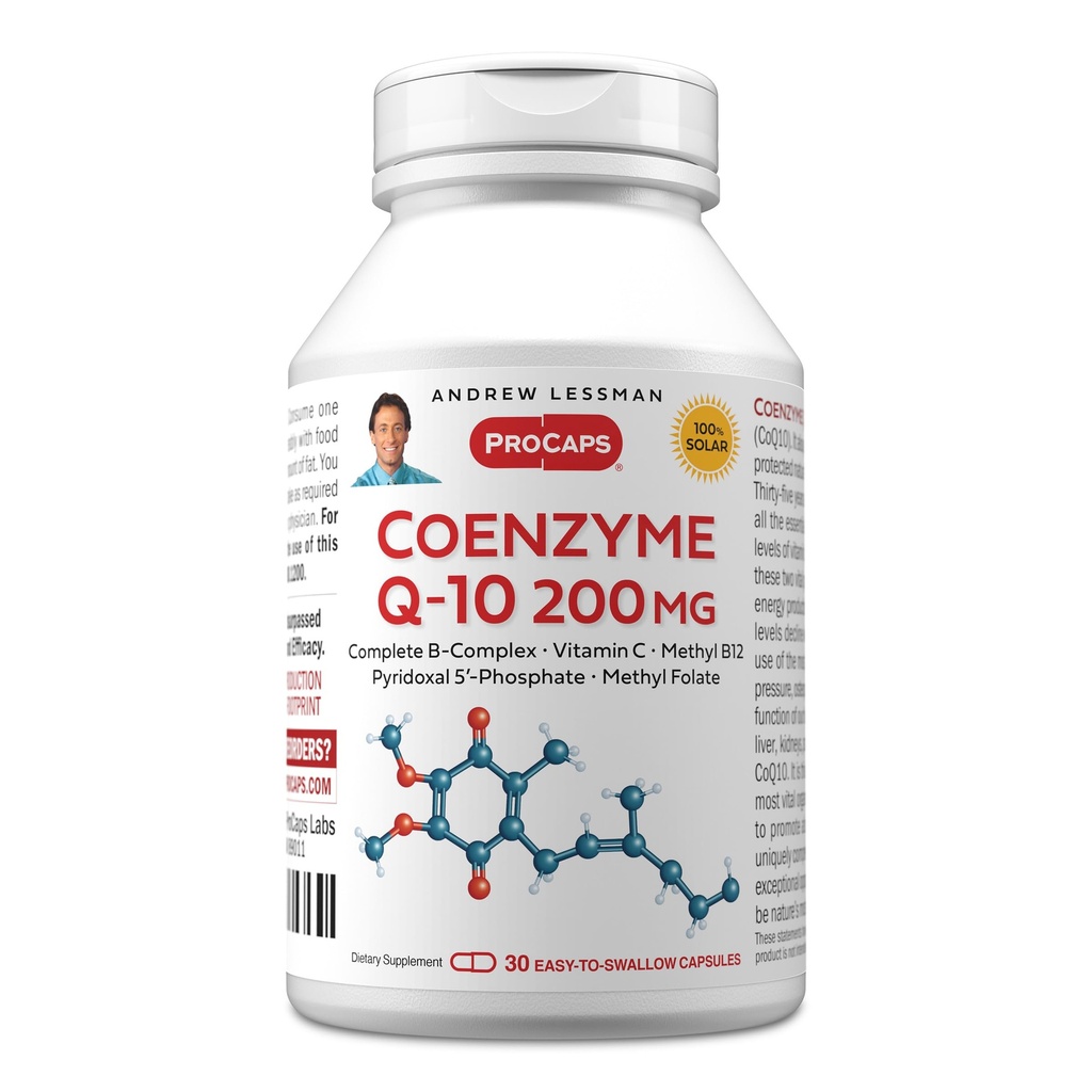 ANDREW LESSMAN Koenzim Q-10 200 mg 30 Capsules - Escuption for Energy Production and Optimum Key Organ, Anti- Oxidant Dukungan, Ditentukan oleh Aging, Plus B-Complex. Mudah untuk menelan Kapsul