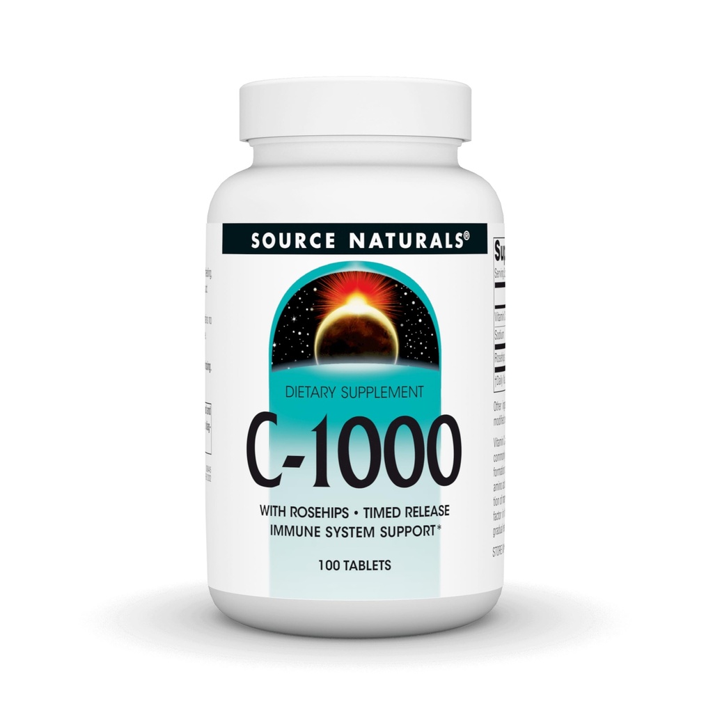 Sumber C-1000, dengan Rose HIPS 1000 mg untuk dukungan Sistem Imune - 100 Time Rilis Tablet