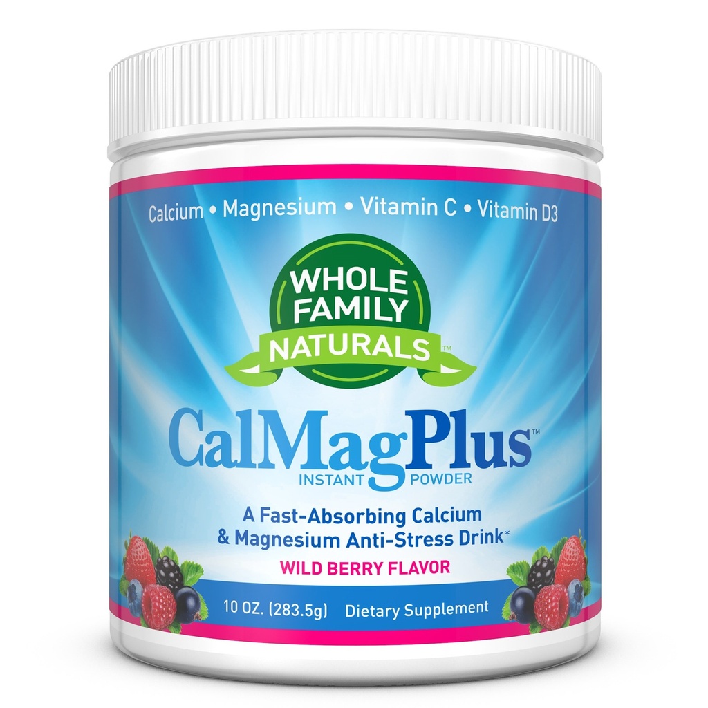 Kalsium Magnesium Powder Tambahan - CalMag Plus dengan Vitamin C & D3 - Gluten Free, Non GMO, Wild Berry Flavor - Natural Calm & Stress Relief Cal Mag Dum