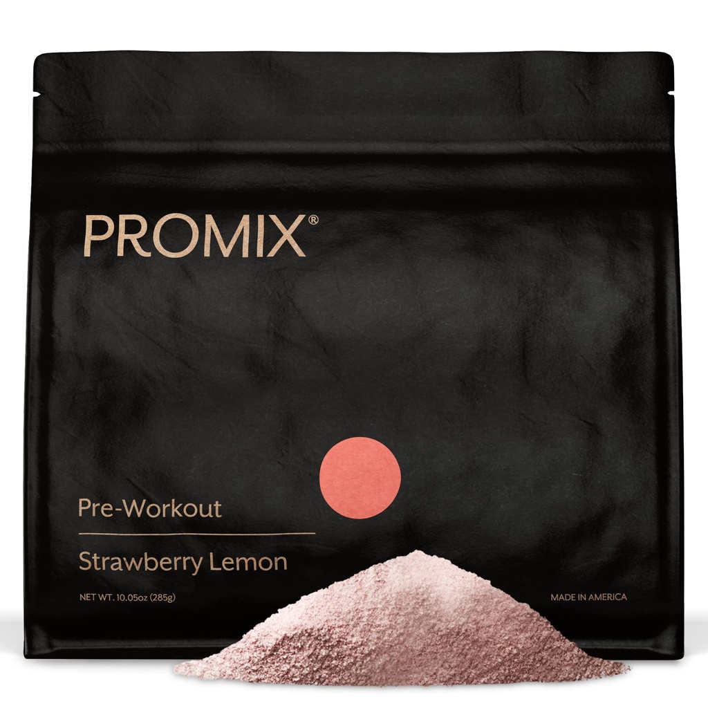 Promix Pre-Workout Powder, Strawberry Lemon - Boosts Focus, Energy & Endurance - With Caffeine, B12, Beta-Alanine & L-Tyrosine - Gluten & Dairy- Free, 10.05 oz
