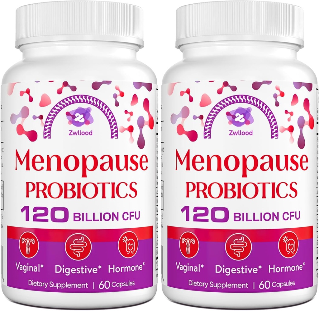 Suplemen Menopause bagi Perempuan, 120 Milyar Provinsi CFU bagi Perempuan, Suplemen Probiotik Alam untuk Flashes Panas Menopause, Cuaca Malam, Sayap Mood dan Hormone - 120 Katup Herbal