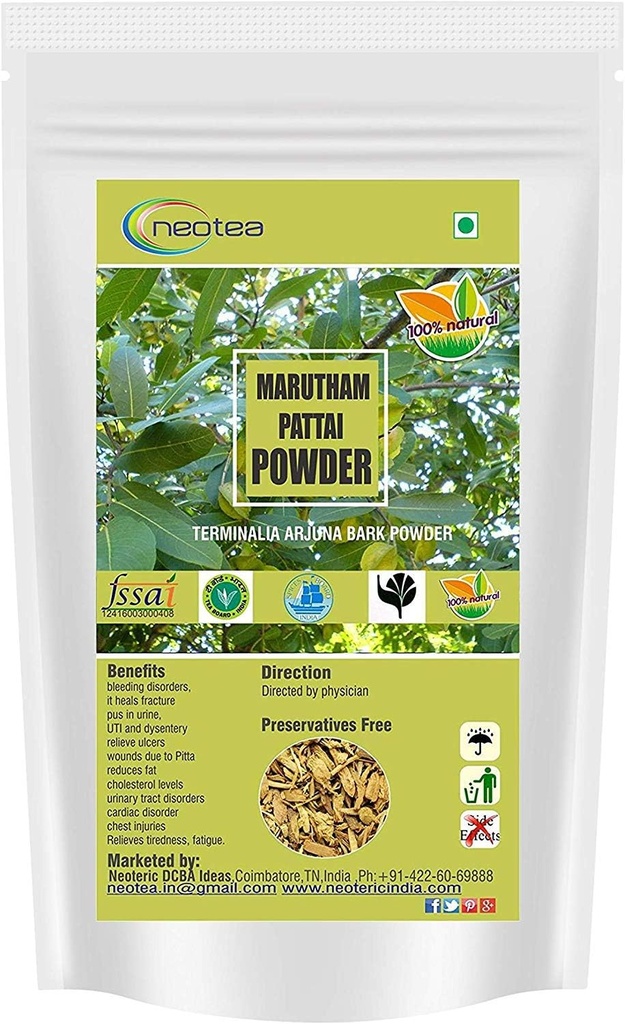 neotea Marutham Pattai powder 124; Organik Arjuna Bark Powder 126; Terminalia Arjuna 124; Ayurvedic Heart Powder 300 GM