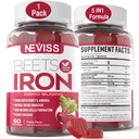 Bulat Root dengan Besi, Metil B12, Flolate, Vitamin C - Naikkan Oxide Nitric & Iron Levels, Dukungan Energi, Melawan Fatigue, Beetroot & Gentle Iron Supplemen, Sugar Free, 60 Counts