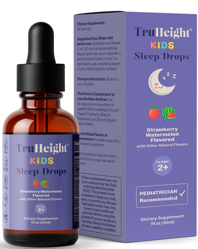Truight Kids Sleep Tincture Ages 2 + (Watermelon Flavor) - Bayi, Toddlers & Kids Natural Sleep Aid - Baby, Toddler, Child Melonderin 2 Year + - Vitamin B6, Riboflavin, Zinc, Copper, Lemon Balm