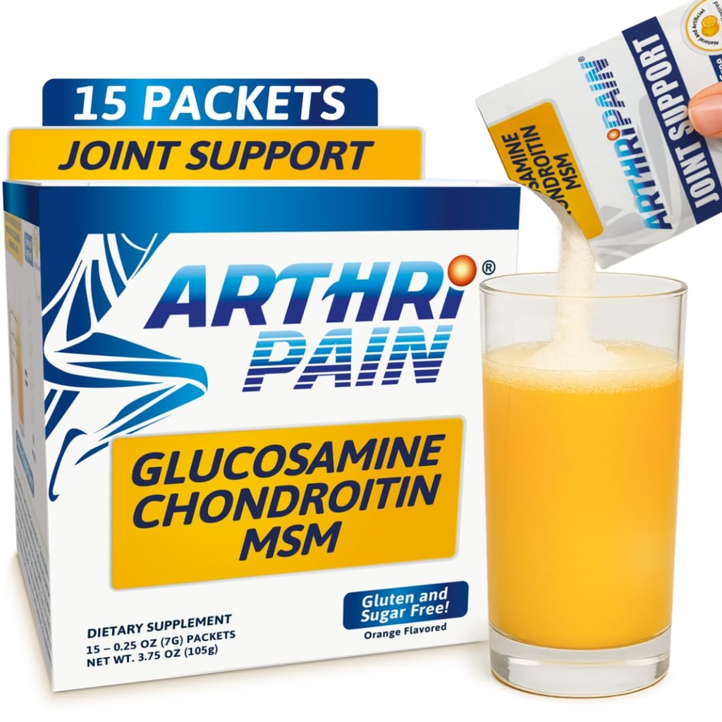 Arthripain - Dukung Suplemen Reparasi Kartilage - Secara klinis Teruji Gabungan Dukungan - Ligamant Relief - Glucosamin Chondroitin MSM - Swinknee Treatment -Sugar- Bebas - Dibuat di AS - 15ct
