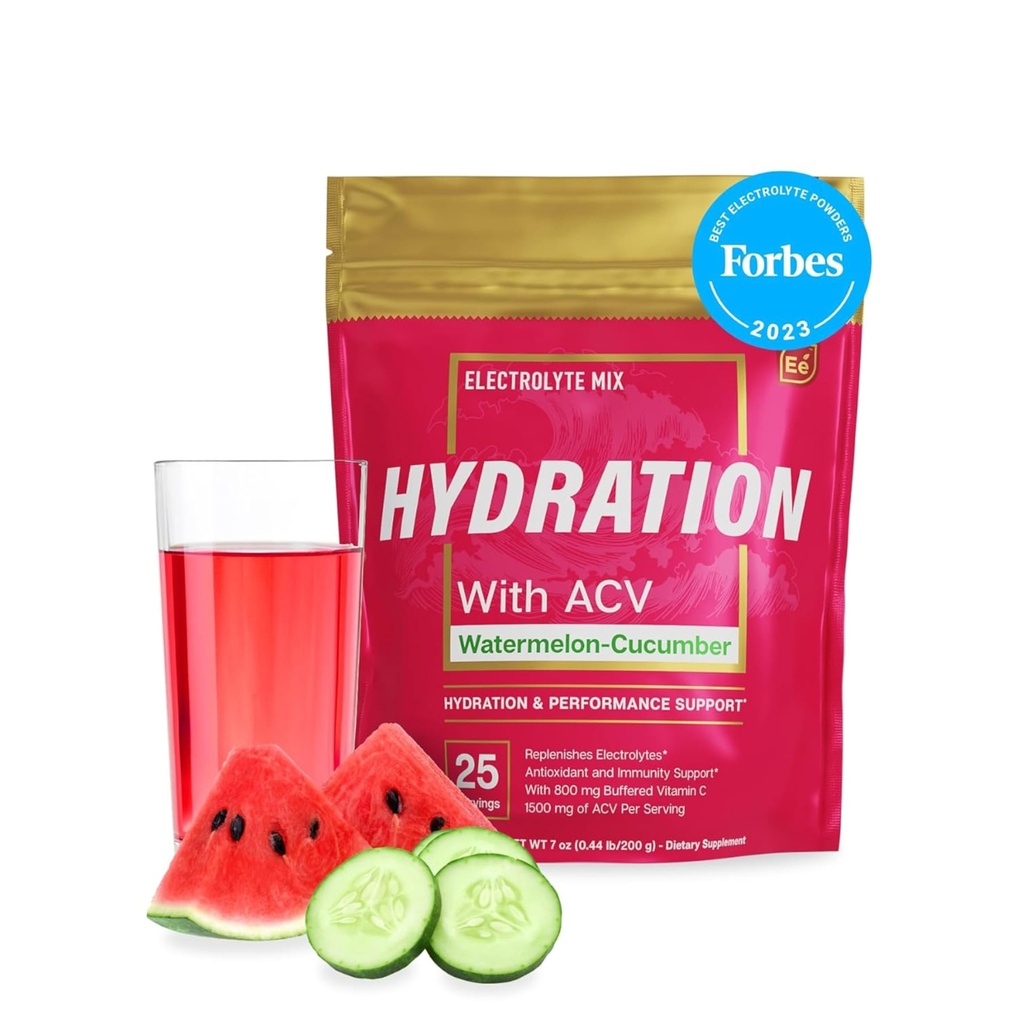 Paket Hidrasi Terlarang - Mentimun Semangka - Sugar Free Electrolytes Pawder - 25 Paket Tongkat Listrik Tanpa Gula - Hidration Drink - dengan ACV & Vitamin C