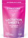 Pink Stork Lactation Sweets Supplement, Breastfeating Snacks dengan Fenugreek dan Milk Thistle untuk Dukung Breast Milk Supply - 30 Watermelon Candy Drops (Packing May Vary)