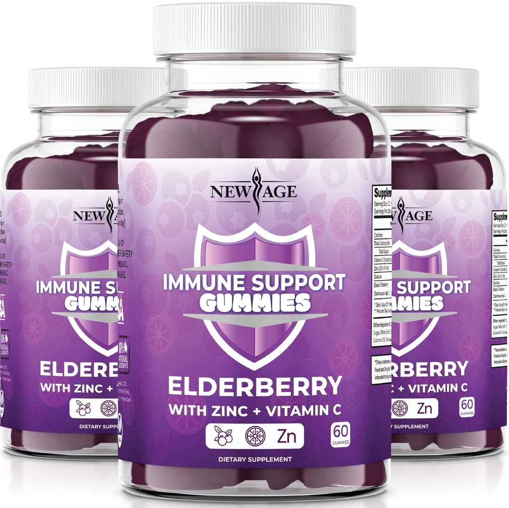 Imune System Support immune - Sambucus Black Elderberry Gummies with Vitamin C and Zinc (Hammune Support 180 Gummies)