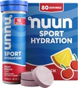 Nuun Sport Electrolite Tablet dengan Magnesium, Kalsium, Potasium, Chloride & Sodium, Gluten Free & Vegan, Fruit Punch, 8 Pack (80 Servis Total)