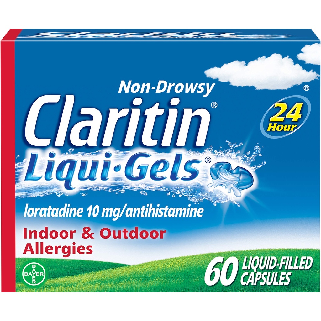 Claritin Liqui- Gels 24 Hour Allergy Relief, Non-Drowsy Allergy Medicine, Loratadine Antihistamin Capsules, 60 Count