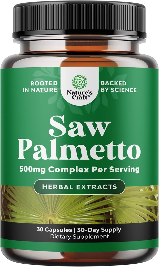 Ekstra Kekuatan Saw Palmetto Ekstraksi - Advanced Herbal Complex for Hair Health and Urinary Support with Plant Spols & Flavonoid - PropulHerbal Suplemen per Serving - 30 Capsules