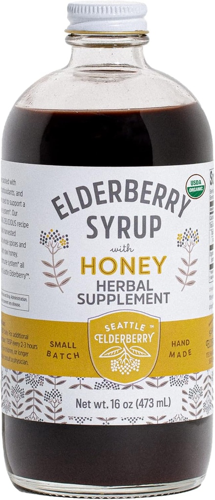 Syrup dengan Raw Honey - Delicious, Gluten- Free Herbal Suplemen dengan Benefits Mampu Terbuat dari Hanya Organik Ingredisasi di Small Batches di Amerika Serikat - 16oz