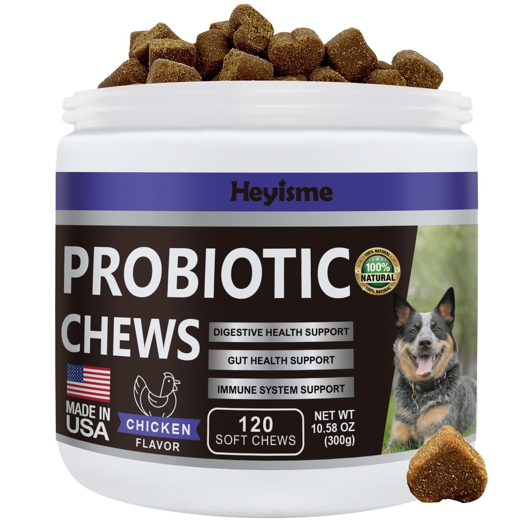 Progres for Dogs, Impreve Yeast Balance, Itchy Skin Itchy Ears, Gut Health, Allergies, Imunity, Dog Progories and Digevive Enzymes with Pregities - Reduce Dieds (Chicken, 120 Chews)