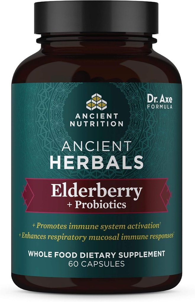 Suplemen Nutrition dan Programso Kuno, Katup Elderberry Hitam, Dukungan Sistem Ammune, Tambahan Makanan Whole, Gluten Bebas, Paleo dan Keto Friendly, 60 Kapsul
