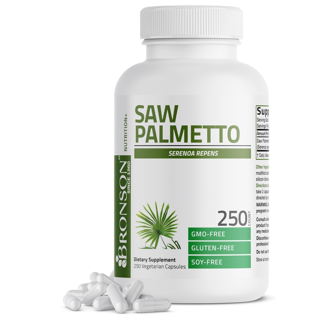 Bronson Saw Palmetto Extra Strength Supports Healthy Prostat Fungsi & Urinary Health Support - Non GMO, 250 Vegetarian Capsules