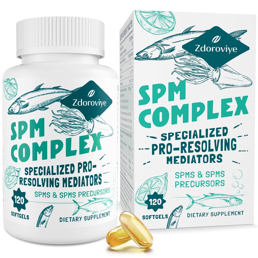 Specialized Pro-Resolving Mediators dan SPM Plecursor Complex, SPM Suplement for Balanced Immune Response, Brain, Tissular & Cellular - 120 Softgels