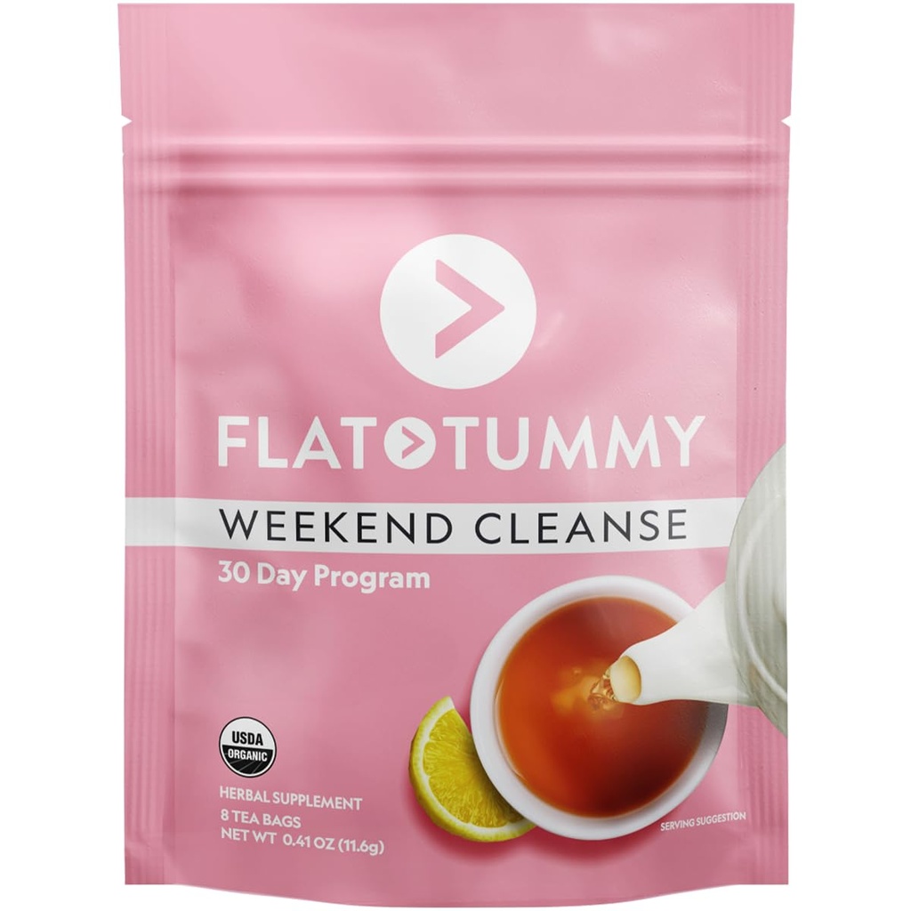 Flat Tummy Weekend Cleanse - Program Hari 30 - Semua CoIon Cleanse w / Senna dan Dandelion Root, Menyediakan Pelepasan Bloting untuk Perempuan - Detox Cleanse untuk Dupport Diffilition and Gas Relief