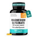 Sandhu 's Magnesium Glycinate 400mg Capsules dengan Quercetin 124; Quality Sleep, Relaxation, Muscle Health & Imune Dukung 124; 120 Count (Pack of 1)