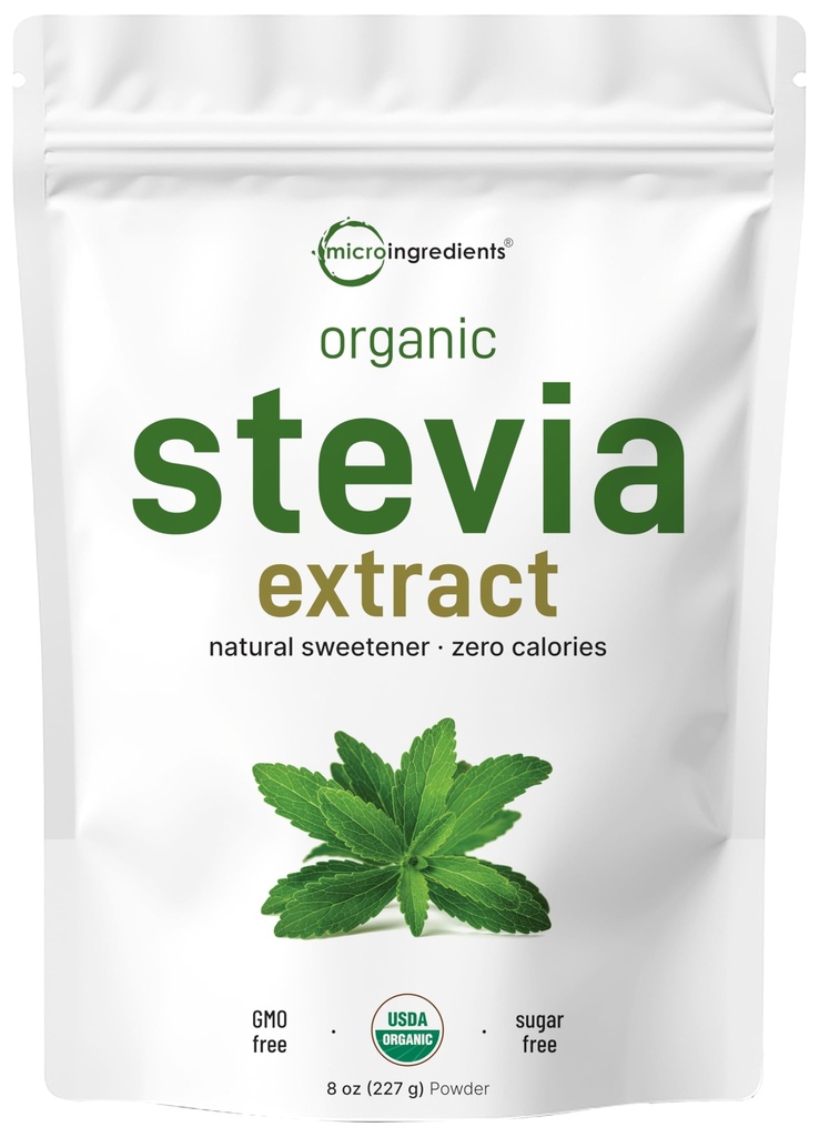 Powder Organik Murni, 8 Ounces, 1418 Serving, Stevia Tingkat Tinggi Ekstrak Hijau Reb- -, Mengurangi Bitter Aftertaste, 0 Calorie, Natural Sweetener, Sugar Alternatif, Keto Friendly