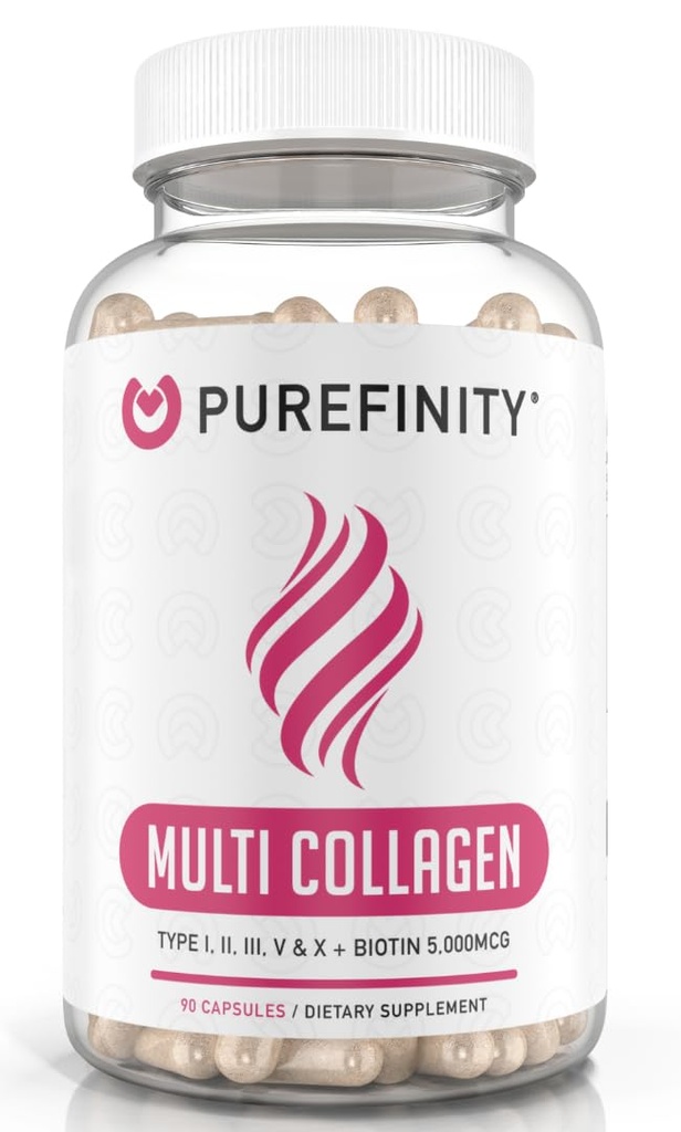 Koleksi PUREFINITY untuk Perempuan - Tipe I, II, III, V & X dengan Biotin & Hyaluronic Acid, Menyediakan Skin sehat, Bones, Rambut & Nails - NON-GMO, Grass- Fed (90 Capsules, Persediaan 1 Bulan)