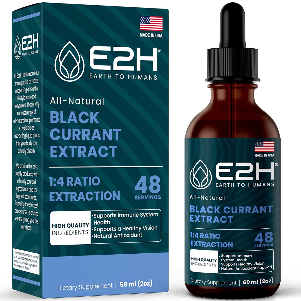 Ekstrak Kurran Hitam E2H, Benih Keriting Hitam Tertahan Dingin - Kesehatan Sistem Imune - Cairan Absorbing Cepat - 2 Fl Oz