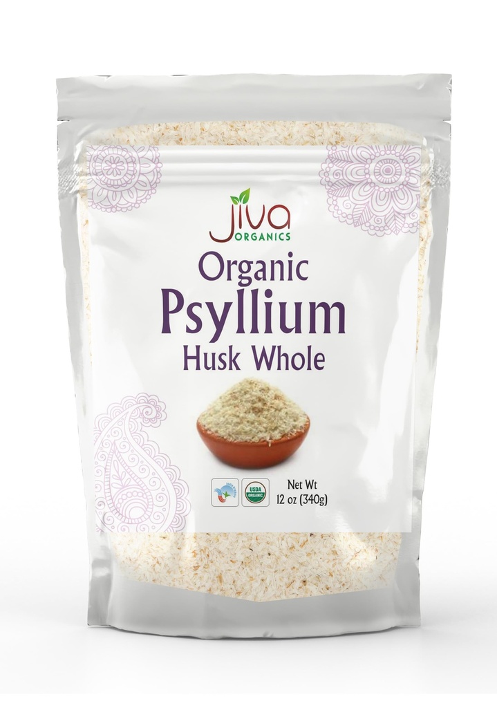 Jiva USDA Organic Whole Husk Psyllium (Isagol) 12 Ounce