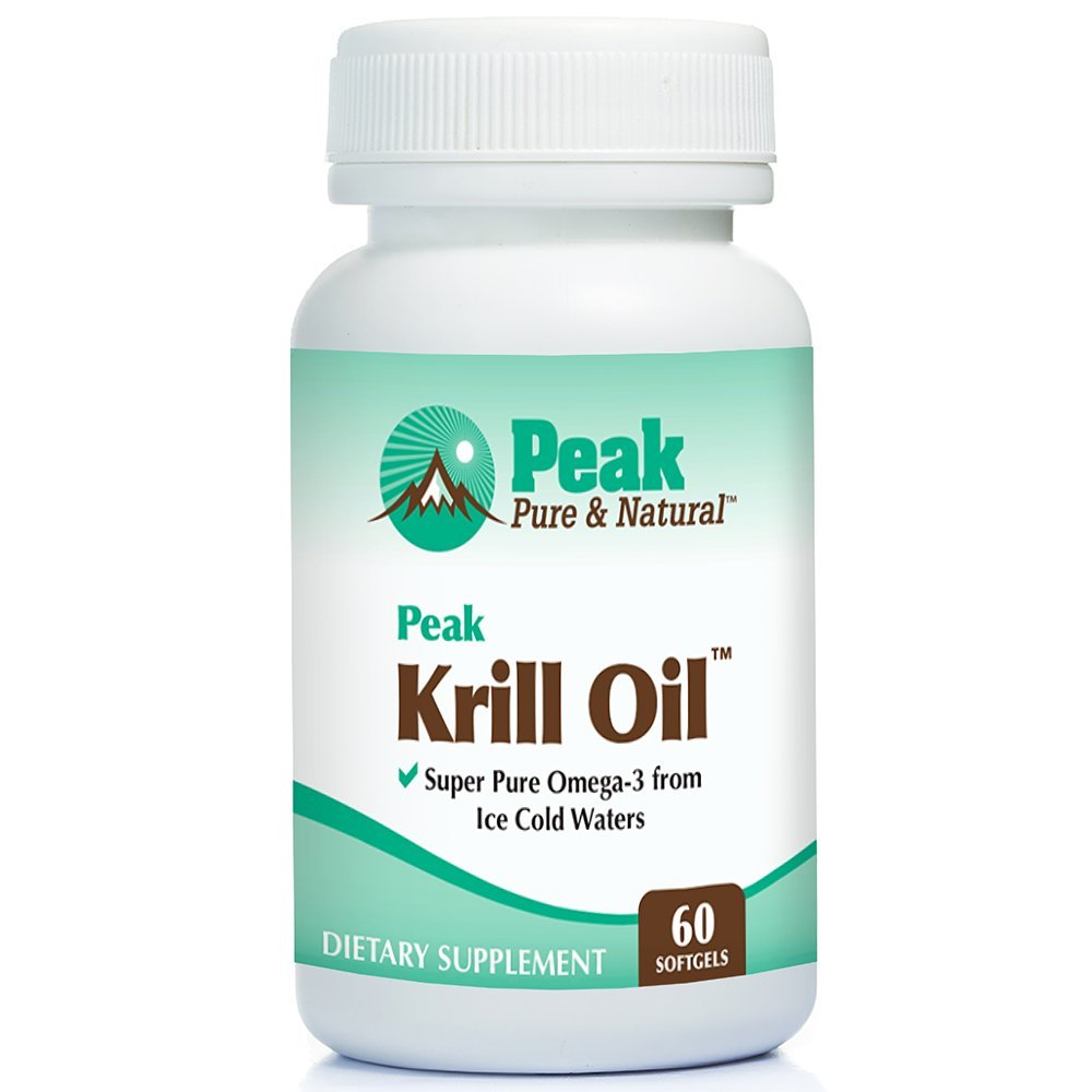 Peak Pure & Natural, Peak Krill Oil Suplement - Lebih baik dari Minyak Ikan untuk Kesehatan Gabungan dan Jantung - Krill Oil Suplemen - EPA, DHA, dan Astakanthin - 60 softgeels
