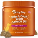 Zesty Paws Salmon Oil for Dogs Skin and Coat, Omega 3 Fish Oil Chews, Dog Allergy Relief Chews, Itch Relief Suplemen, 90 Count, Salmon Flavor