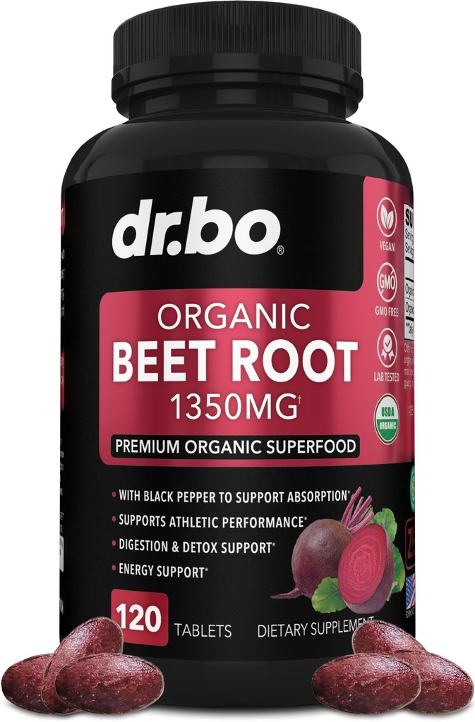 Suplemen Root Katup Busur Organik - 1350mg Beetroot Extraction Pills, Pelengkap Root Beet Organic, Super Nitric Oxide Beets High Circulation Total Vitamins Support - 120 Beets Tablet