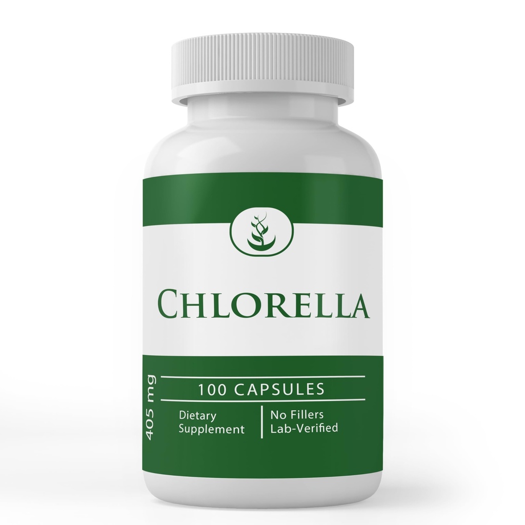 Murni Asli Ingrediens Chlorella, (100 Capsules) Selalu Murni, Tidak Ada Advanity Atau Pengisi, Lab Verifikasi