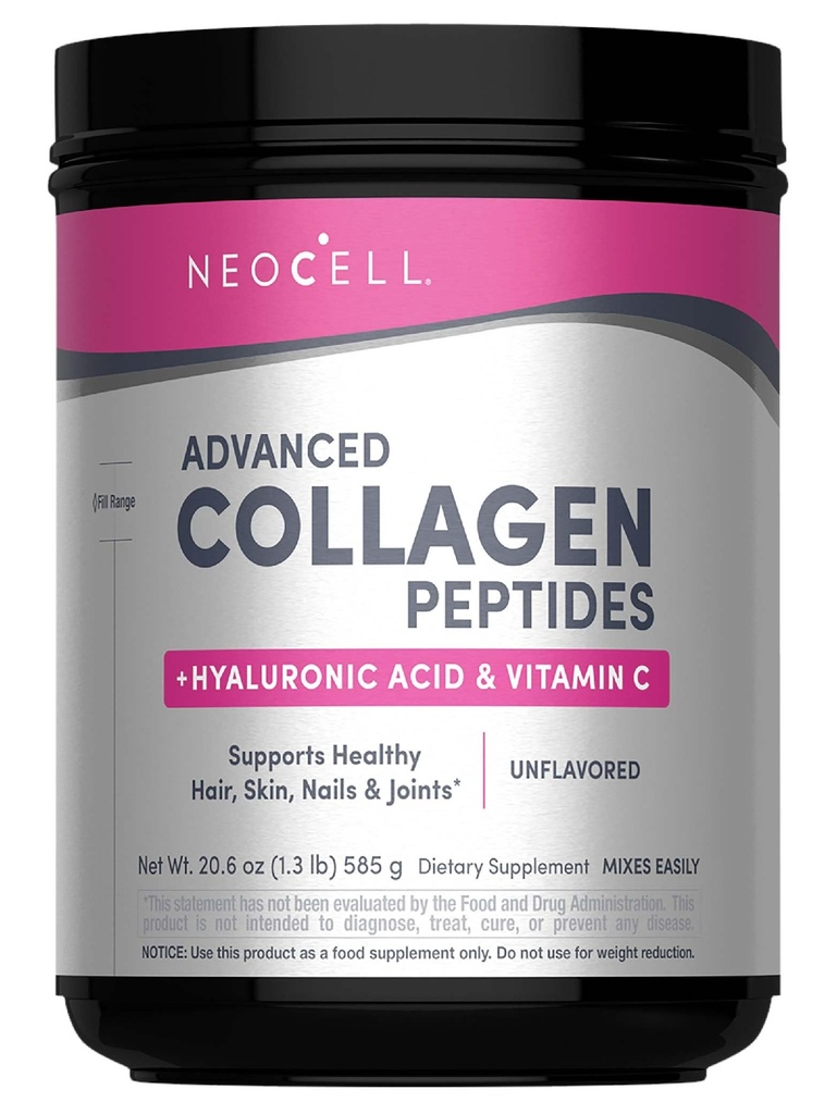 NeoCell Super Collagen Powder, Collagen Plus termasuk Vitamin C & Hyaluronic Acid, Promotes Heally Hair Rambut, Beautiful Skin, & Nail Dukung, Collagen Tipe 1 & 3, 12g Collagen per Serving, 20,6 Oz