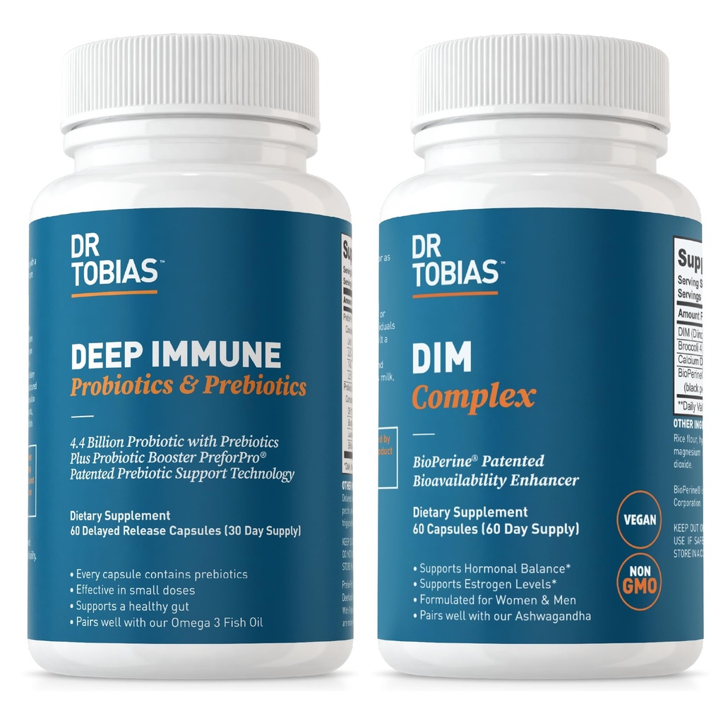Dr. Tobias Deep Immune Progories & Pregren dan Dilm Complex, Support Digetical Health, Gut Immune Fungsi, Hormone Salvation for Women & Men