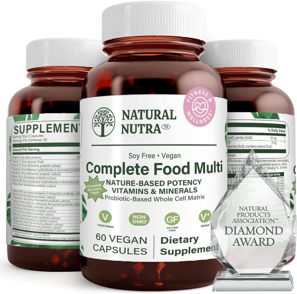 Nutra Seluruh Makanan Lengkap Multivitamin dan Mineral untuk Perempuan dan Pria, Booster Energi, Membantu Mempertahankan Suplemen Bone Health, Meningkatkan Fungsi Otak dan Kulit, Bantuan Enhance kekebalan 60 Kapsul