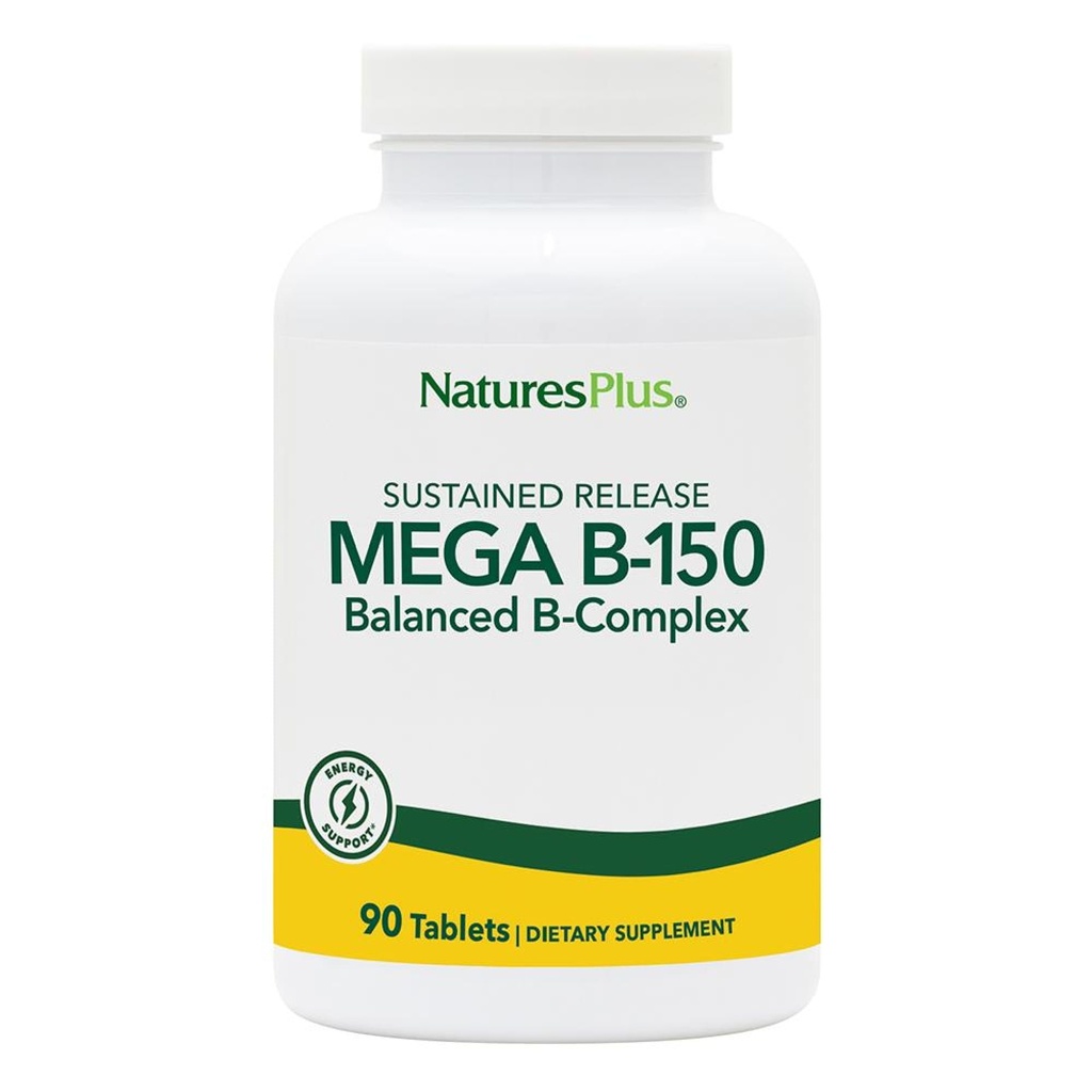 Natutures Plus Mega B150 Kompleks - 90 Dilengkapi Pelepas Bimasakti Vegetarian - Maksimum Potency B Tambahan Vitamin -Gluten Bebas - 90