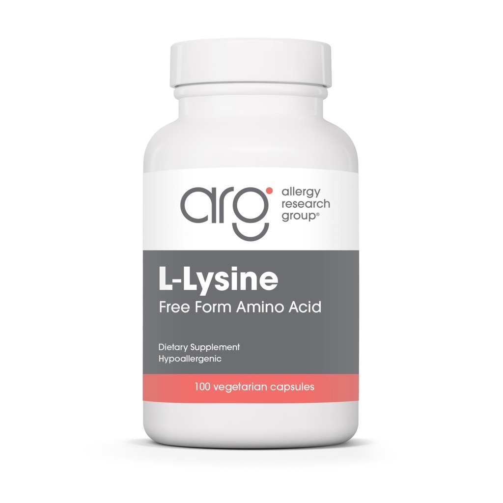 Kelompok Penelitian Alergi L-Lysine - Dukungan Imune, L-Lysine HCI, Formulir Bebas Amino Acid, 500mg Suplemen, Murni, Organik, Kapsul Vegetarian - 100 Cacah