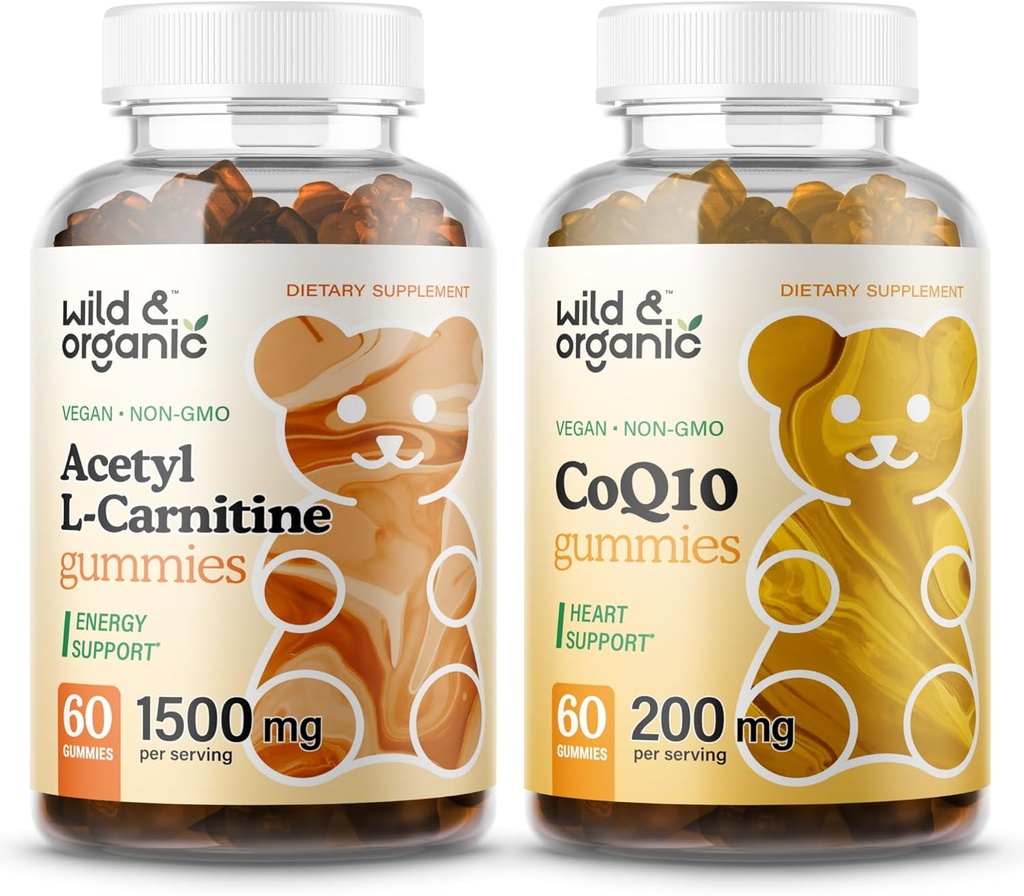 Wild & Organic L- Carnitine Gummies & CoQ10 Gummies 60 Count