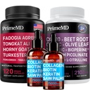 Liquid Collagen Biotin (2pk), Fadogia Tongkat Ali (1pk), dan Nitric Oxide (1pk) Suplemen Bundle - VeniVitamin untuk Rambut, Skin, Nails, Heart, Energi, & Testosteron Dukungan - Non-GMO, Vegan