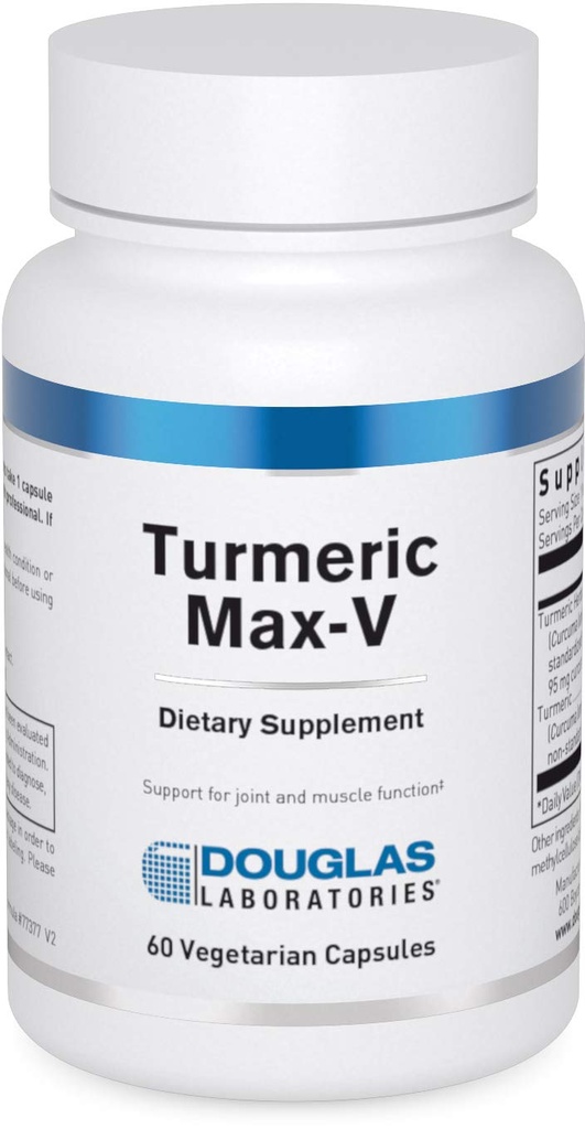 Laboratorium Douglas Turmeric Max- V 124; Curcumin Standardisasi untuk menyokong Gabungan dan Fungsi Otot 124; 60 Kapsul