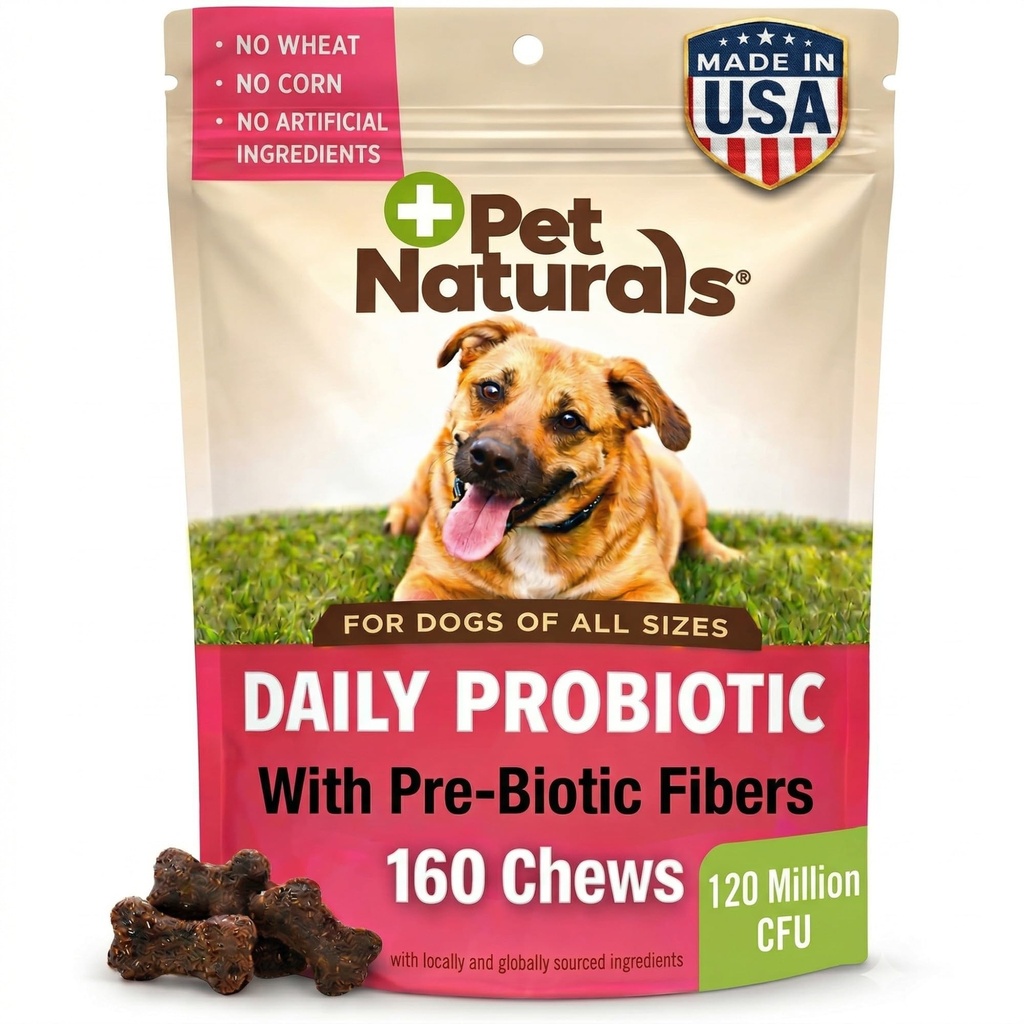 Probiotik Harian Pet untuk Anjing, Duck Flavor, 160 Chews - 120M CFU Pre dan Progories untuk Dogs Digetical Health, Gut Health, Imune Dupport, Diare, Alergi dan Itching
