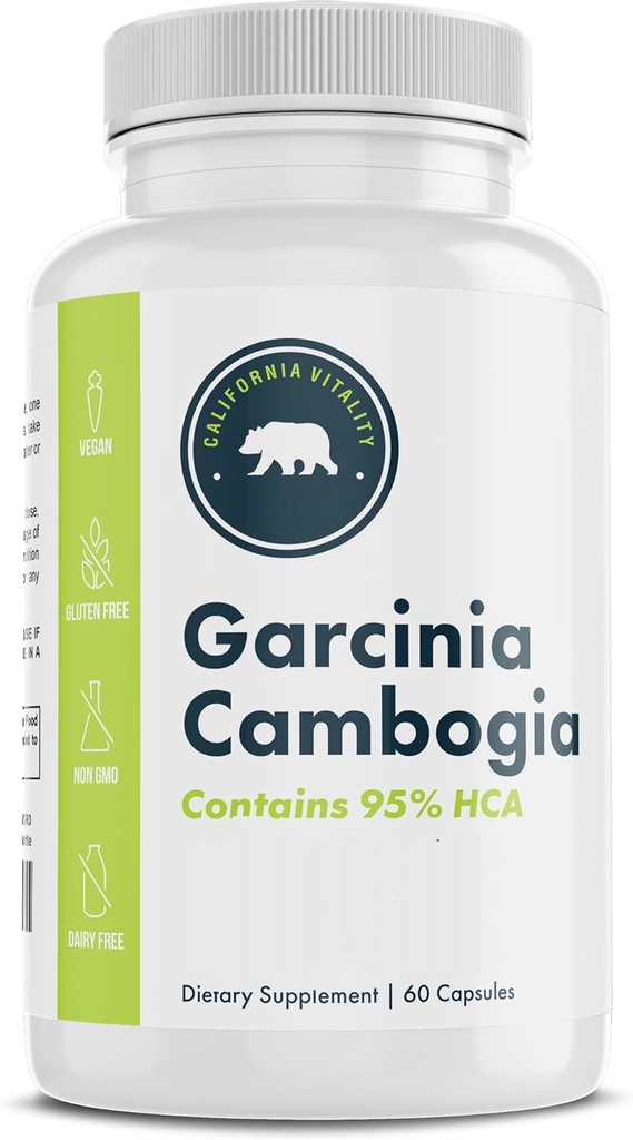 Garcinia Cambogia, 95% HCA 60 Kapsul, dengan Chromium - Made in The USA, Vegan, Non-GMO, Gluten- Free, and Dairy- Free