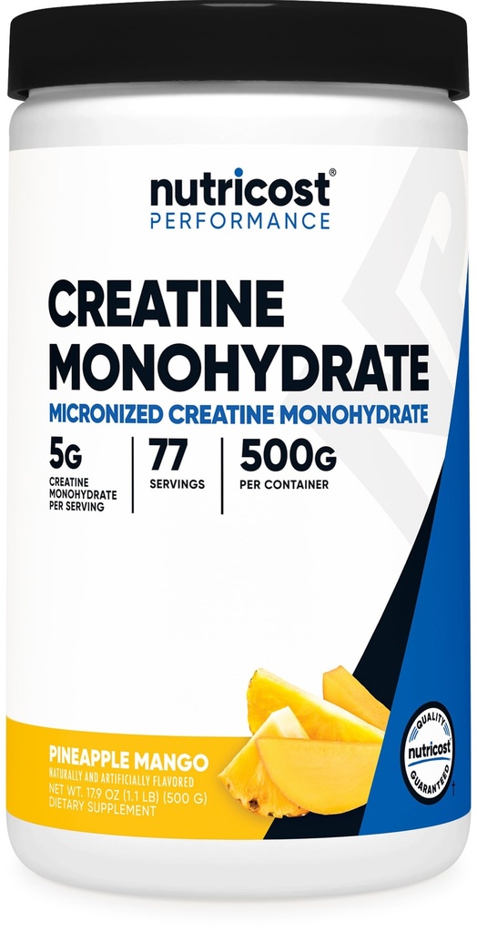 Nutricost Creatine Monohydrate Powder (Pineapple Mangga, 500 Gram) - Micronized Creatine Creatine Suplement - Vegan, Non-GMO, Gluten Free