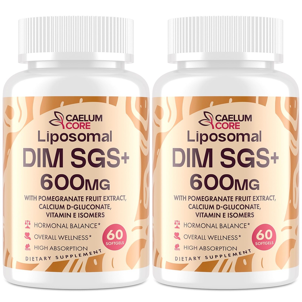 Suplemen DIM Lipomal SGS - Suplemen Hormone bagi Suplemen Perempuan & Pria, Estrogen Berisi Sulforaphane Glukosinolasi, Vitamin E, Pocate Buah - Dukung Detox dan Antioksidant (2 Pack)