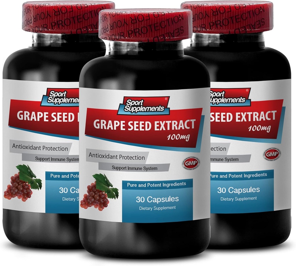 Proantosidin Oligomeric - Grape Seed Extract - Grape Seed Extract Capsules - Grape Seed Supplemen - Grape Benih Resveratrol - Mencegah Tekanan Tinggi - 3B 90 Capsules