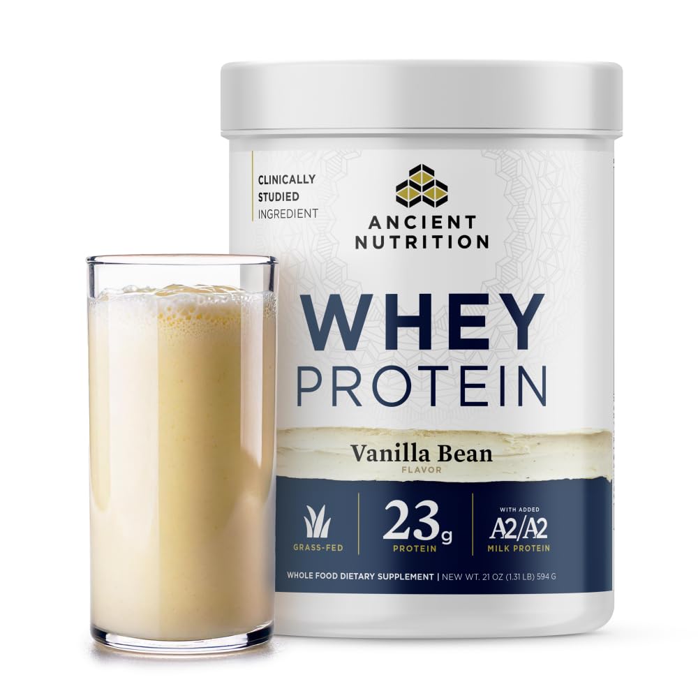 Kuburan Nutrition Kuno Fed Whey Protein, Vanilla Bean, 23g Protein, 20 Hamba, Collagen Peptides Hydrolyzed, Regeneratif Organik A2 / A2 Milk Protein