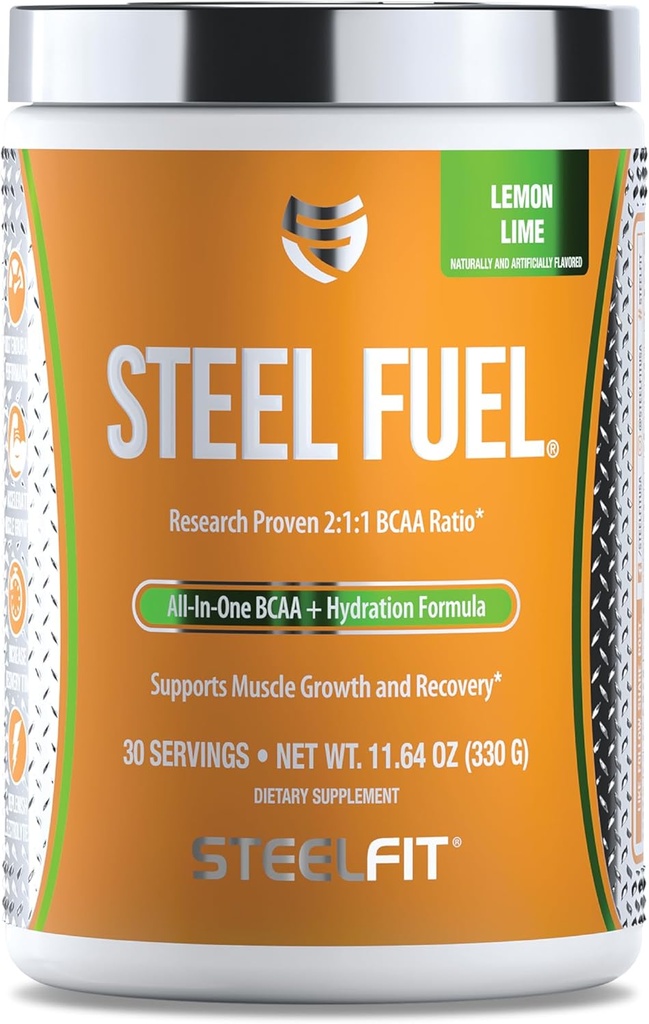 SteelFit Steel Fuel BCAAs Amino Acids Powder untuk Intra- Workout untuk mempercepat Perkembangan Otot & Enhanced Endurance - 30 Pelayan di Lemon Lime