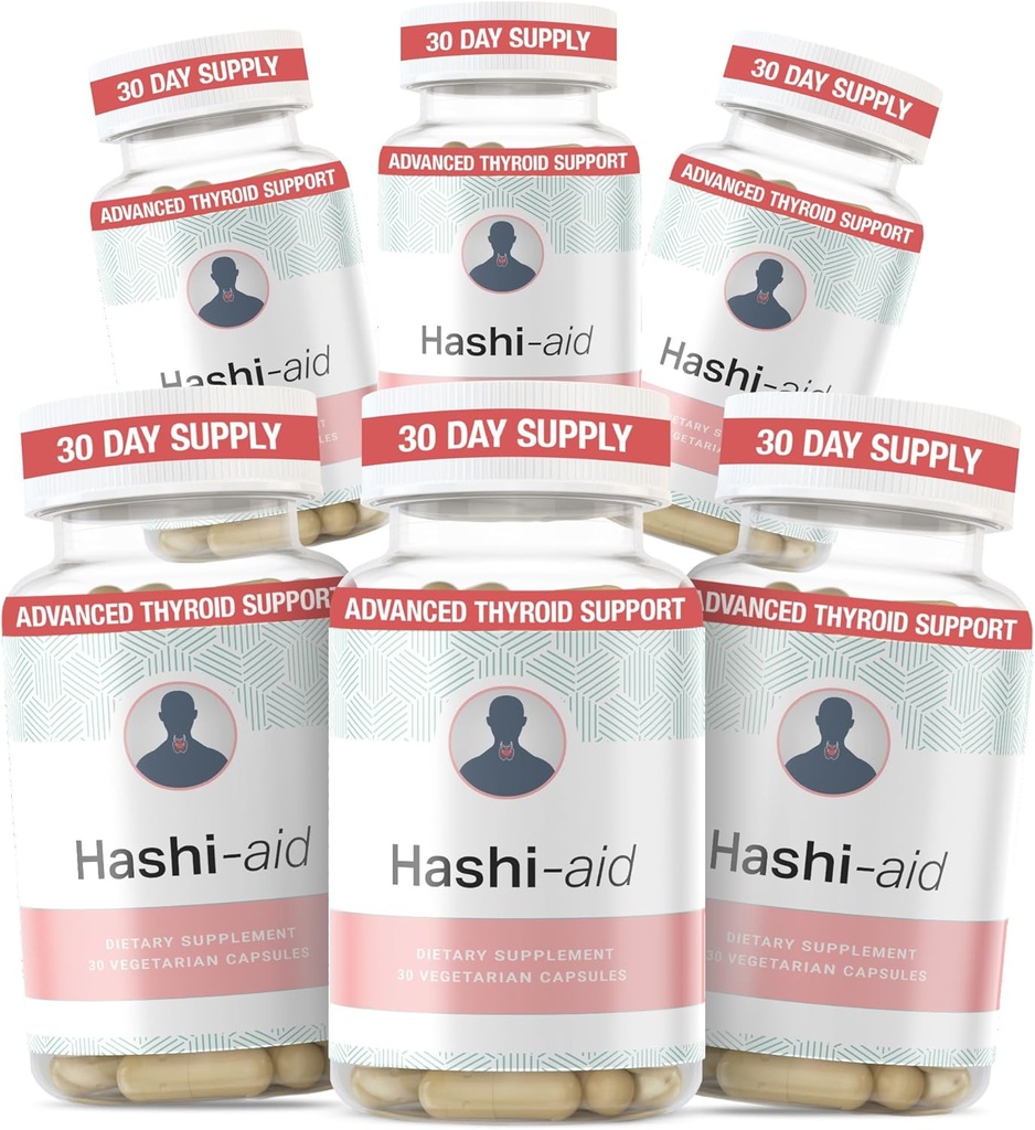 IBDaid ™ Hashi Aid Thyroid Dukungan untuk Perempuan & Pria - Thyroid Suplemen untuk Penyakit Hashimoto & Hipotiroidism * - dengan Ashwagandha, Selenium, Zinc, Essiroid Vitamin & Lebih - 30 Capsules (6 Pack)